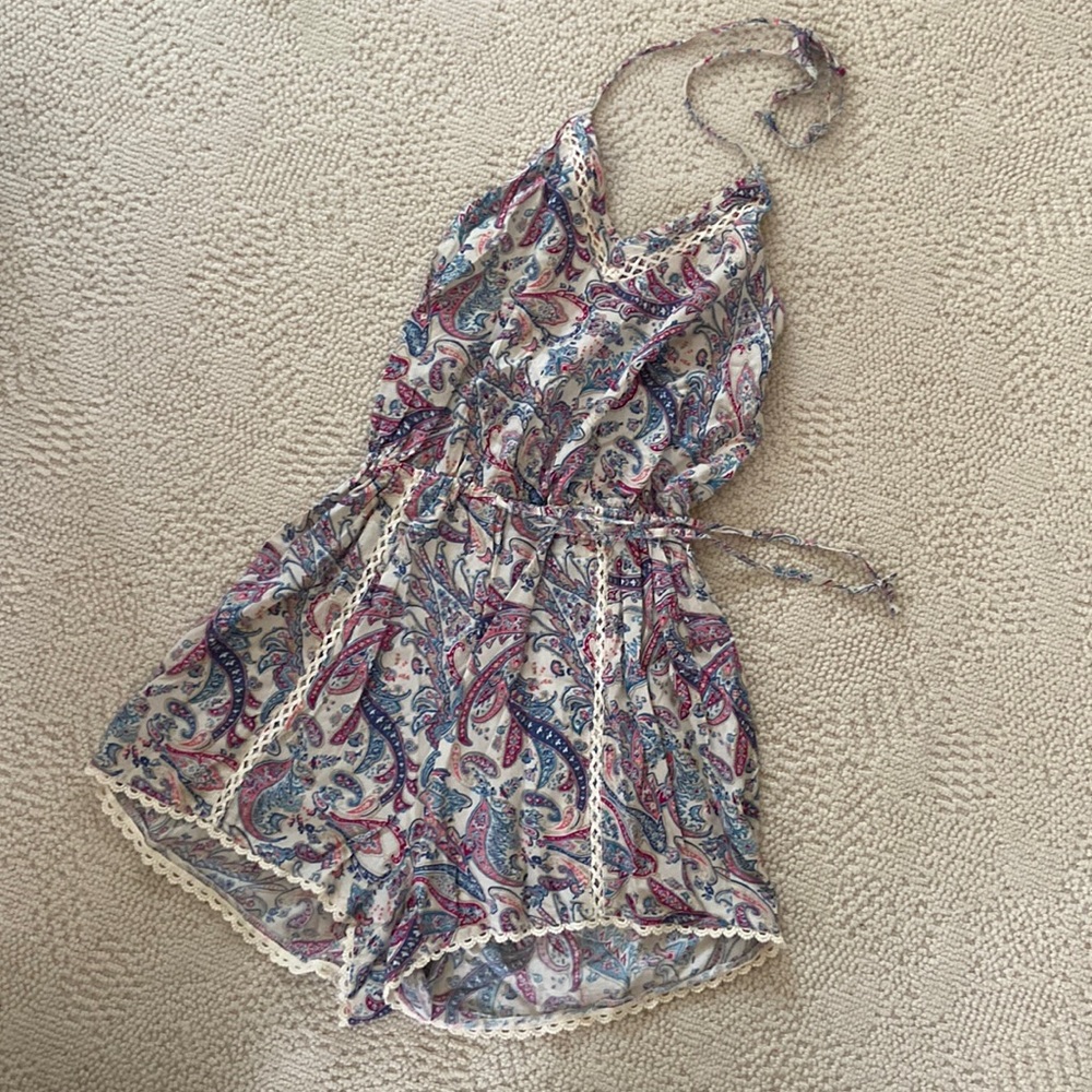 Hollister halter romper with lace details